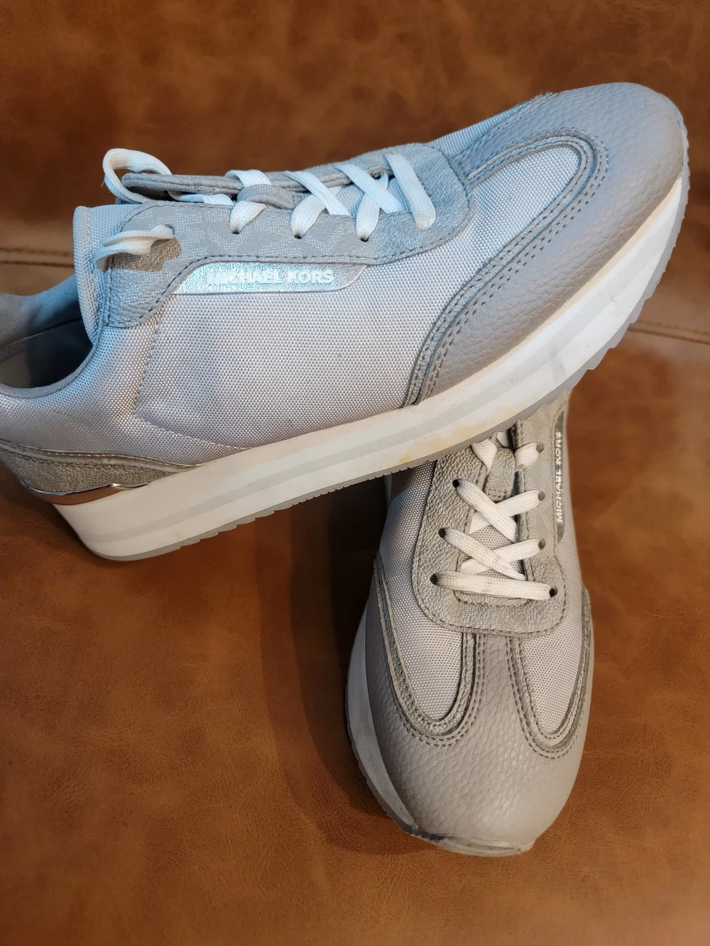 Michael Kors Light Gray Lace-Up Sneakers